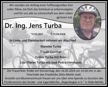 Traueranzeige von Jens Turba von Südthüringer Presse