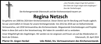 Traueranzeige von Regina Netzsch von Frankenpost