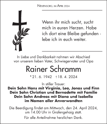 Traueranzeige von Rainer Schramm von Frankenpost