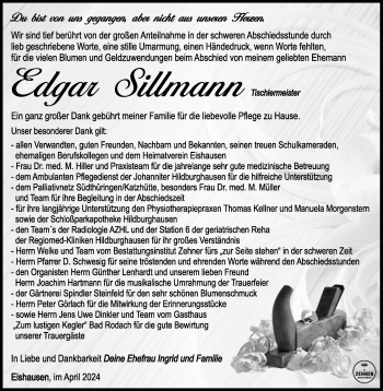 Traueranzeige von Edgar Sillmann von Südthüringer Presse