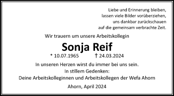 Traueranzeige von Sonja Reif von Neue Presse Coburg