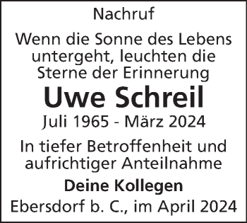 Traueranzeige von Uwe Schreil von Neue Presse Coburg