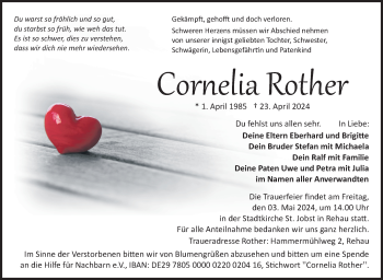 Traueranzeige von Cornelia Rother von Frankenpost