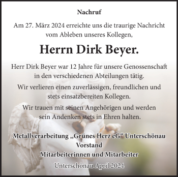 Traueranzeige von Dirk Beyer von Südthüringer Presse