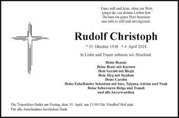 Traueranzeige von Rudolf Christoph von Frankenpost