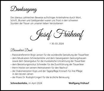 Traueranzeige von Josef Frühauf von Neue Presse Coburg