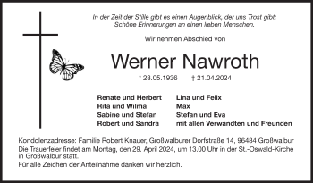 Traueranzeige von Werner Nawroth von Neue Presse Coburg