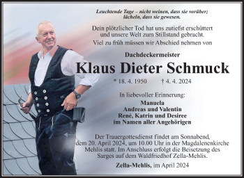 Traueranzeige von Klaus Dieter Schmuck von Südthüringer Presse