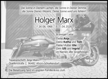 Traueranzeige von Holger Marx von Neue Presse Coburg