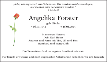 Traueranzeige von Angelika Forster von Neue Presse Coburg