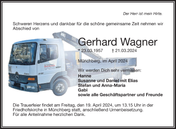 Traueranzeige von Gerhard Wagner von Frankenpost