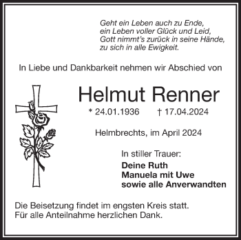 Traueranzeige von Helmut Renner von Frankenpost