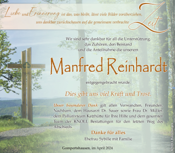 Traueranzeige von Manfred Reinhardt von Südthüringer Presse