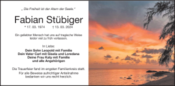 Traueranzeige von Fabian Stübiger von Frankenpost