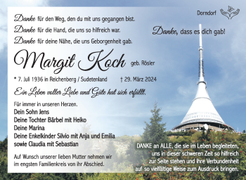 Traueranzeige von Margit Koch von Südthüringer Presse