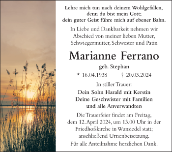 Traueranzeige von Marianne Ferrano von Frankenpost