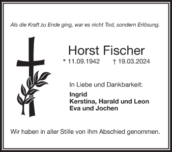 Traueranzeige von Horst Fischer von Frankenpost
