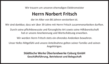 Traueranzeige von Norbert Fritsch von Neue Presse Coburg