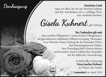 Traueranzeige von Gisela Kuhnert von Südthüringer Presse
