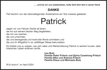 Traueranzeige von Patrick Fritsch von Neue Presse Coburg