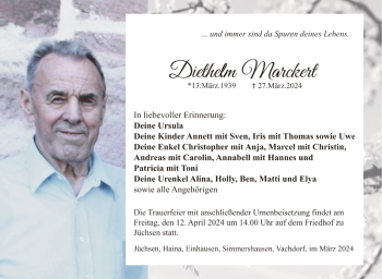 Traueranzeige von Diethelm Marckert von Südthüringer Presse