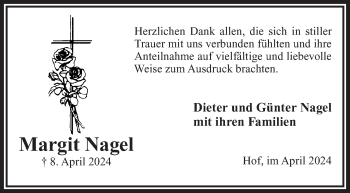 Traueranzeige von Margit Nagel von Frankenpost