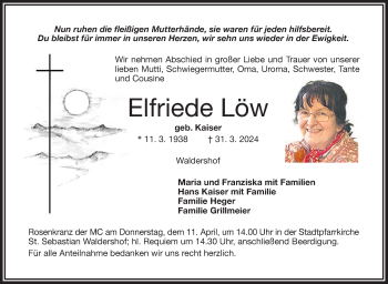 Traueranzeige von Elfriede Löw von Frankenpost