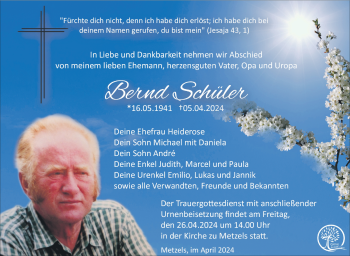 Traueranzeige von Bernd Schüler von Südthüringer Presse