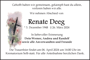 Traueranzeige von Renate Deeg von Frankenpost