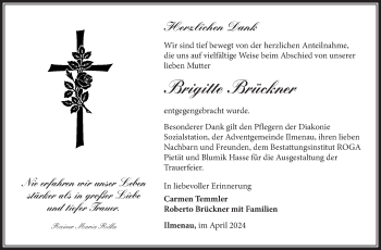 Traueranzeige von Brigitte Brückner von Südthüringer Presse
