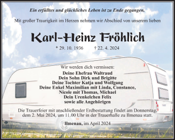 Traueranzeige von Karl-Heinz Fröhlich von Südthüringer Presse