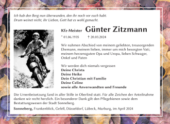 Traueranzeige von Günter Zitzmann von Südthüringer Presse