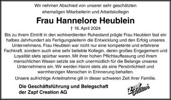 Traueranzeige von Hannelore Heublein von Neue Presse Coburg