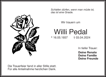 Traueranzeige von Willi Pedal von Frankenpost