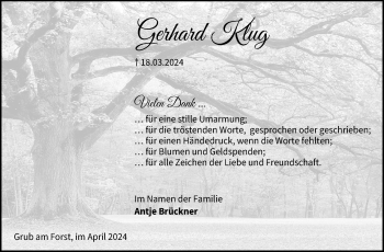Traueranzeige von Gerhard Klug von Neue Presse Coburg