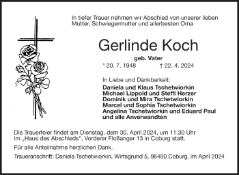 Traueranzeige von Gerlinde Koch von Neue Presse Coburg