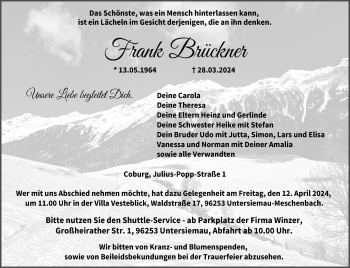 Traueranzeige von Frank Brückner von Neue Presse Coburg
