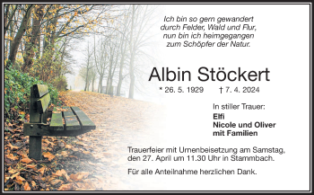 Traueranzeige von Albin Stöckert von Frankenpost