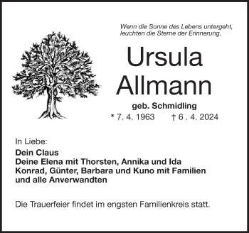 Traueranzeige von Ursula Allmann von Frankenpost