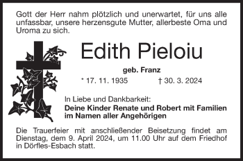 Traueranzeige von Edith Pieloiu von Neue Presse Coburg