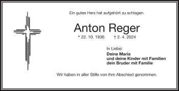 Traueranzeige von Anton Reger von Frankenpost