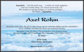 Traueranzeige von Axel Rohm von Südthüringer Presse