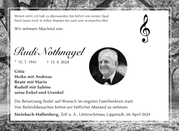 Traueranzeige von Rudi Nothnagel von Südthüringer Presse