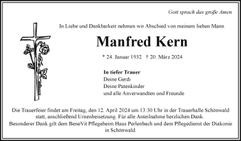 Traueranzeige von Manfred Kern von Frankenpost