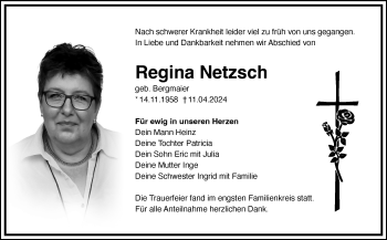 Traueranzeige von Regina Netzsch von Frankenpost