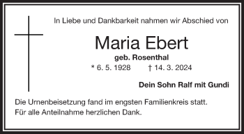 Traueranzeige von Maria Ebert von Frankenpost