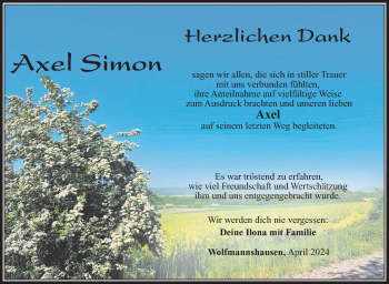 Traueranzeige von Axel Simon von Südthüringer Presse