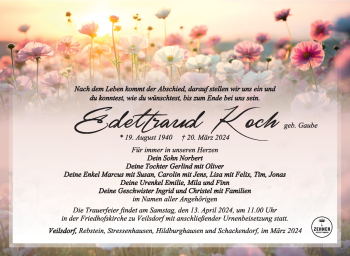 Traueranzeige von Edeltraud Koch von Südthüringer Presse
