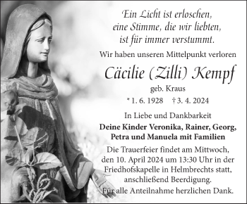 Traueranzeige von Cäcilie Kempf von Frankenpost