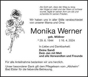 Traueranzeige von Monika Werner von Frankenpost